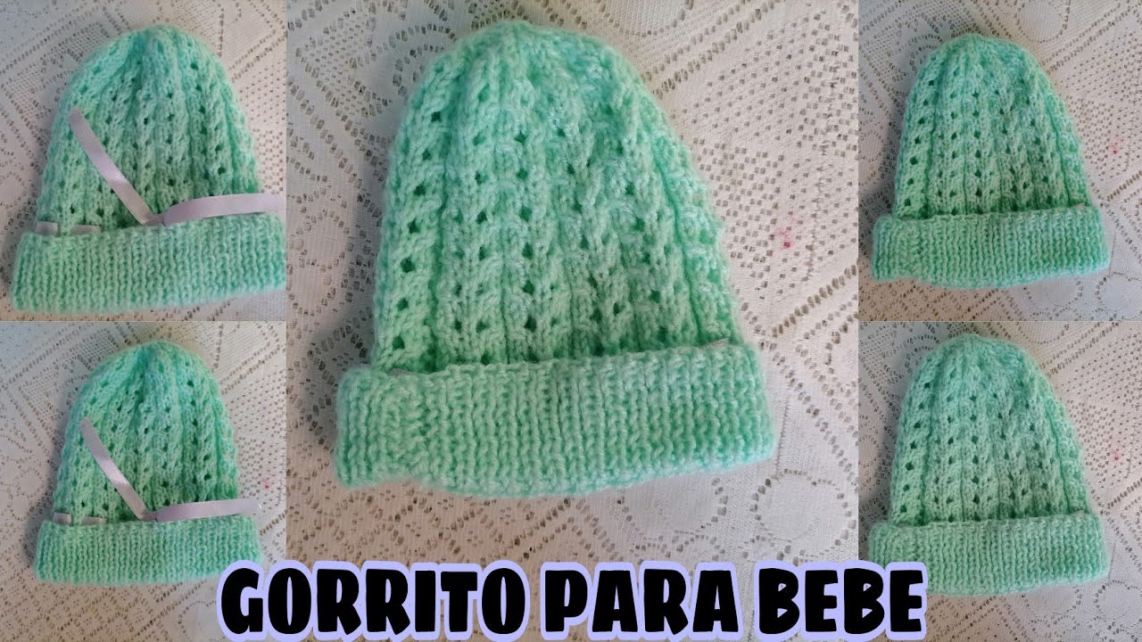 AJUAR DE BEBE, GORRITO PUNTO TRIGO A DOS AGUJAS PASO A PASO