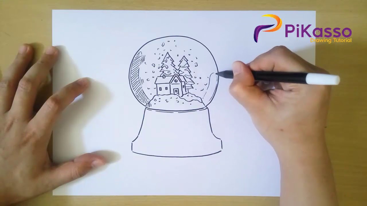 How to Draw a Snow Globe step by step