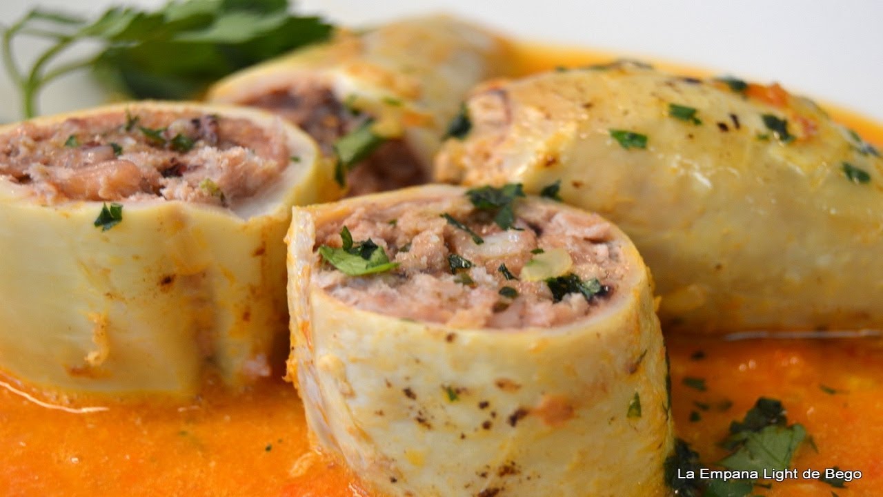 Calamares rellenos de Carne y truco cerrar calamares sin palillos. Receta Fácil de