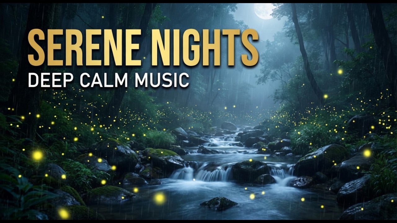 Serene Meditative Music for Late Nights. Peaceful Rain in the Forest. Soothing Stream Sounds. 4K
