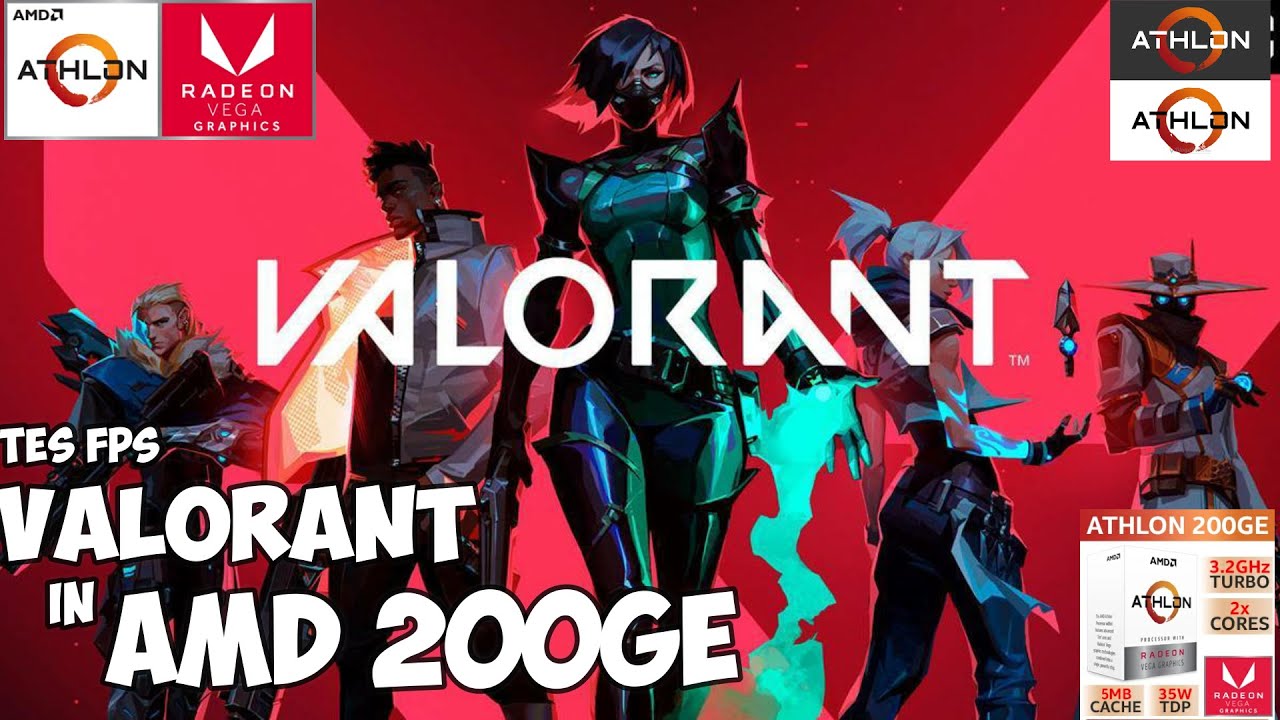 FPS VALORANT IN AMD ATHLON 200GE RAM 8GB Radeon&trade; Vega 3 graphics l without a graphics card