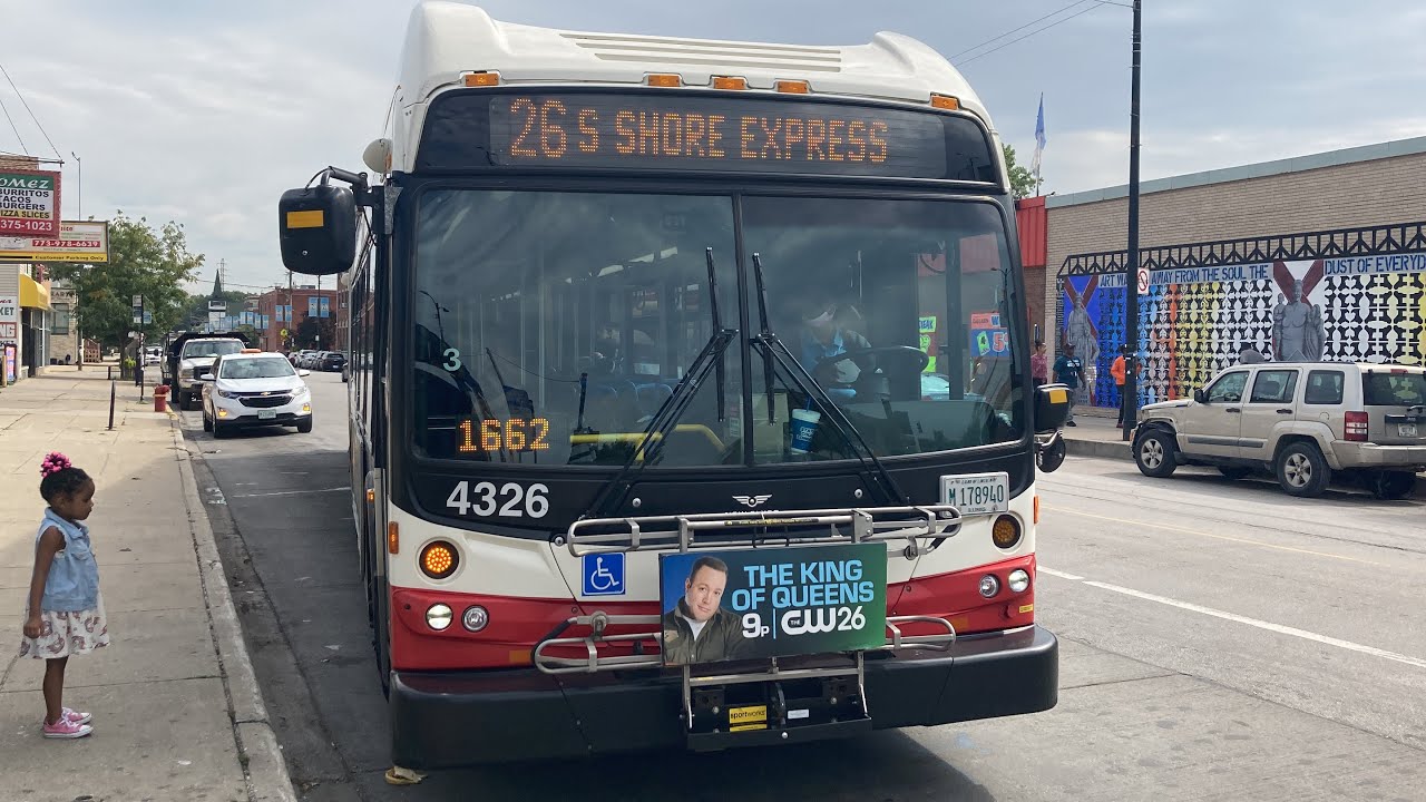 CTA Bus Ride 26 South Shore Express From 91st/Commercial To M V D H R New Flyer DE60LFR 2012 #4326
