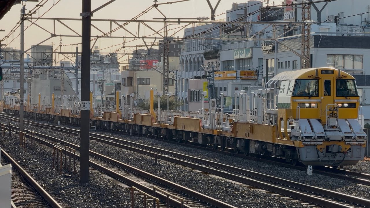 【4K高画質】【水戸転回工臨L（レール積車）】キヤE195系0番台ｵｸLT-2編成が平井駅を通過するシーン（工6232D）2026.3.5〜ジョイント音最高！〜