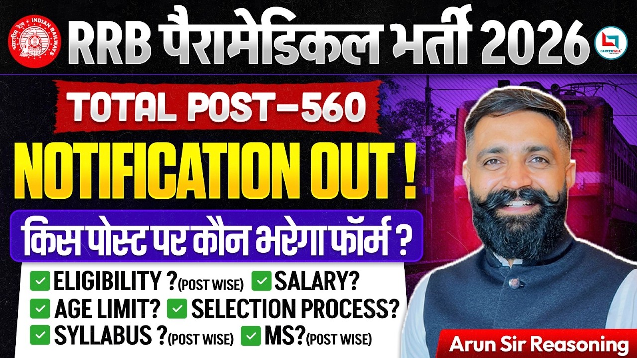 RRB Paramedical Vacancy 2026 | RRB Paramedical Notification 2026 | Eligibility, Post, Age, Syllabus