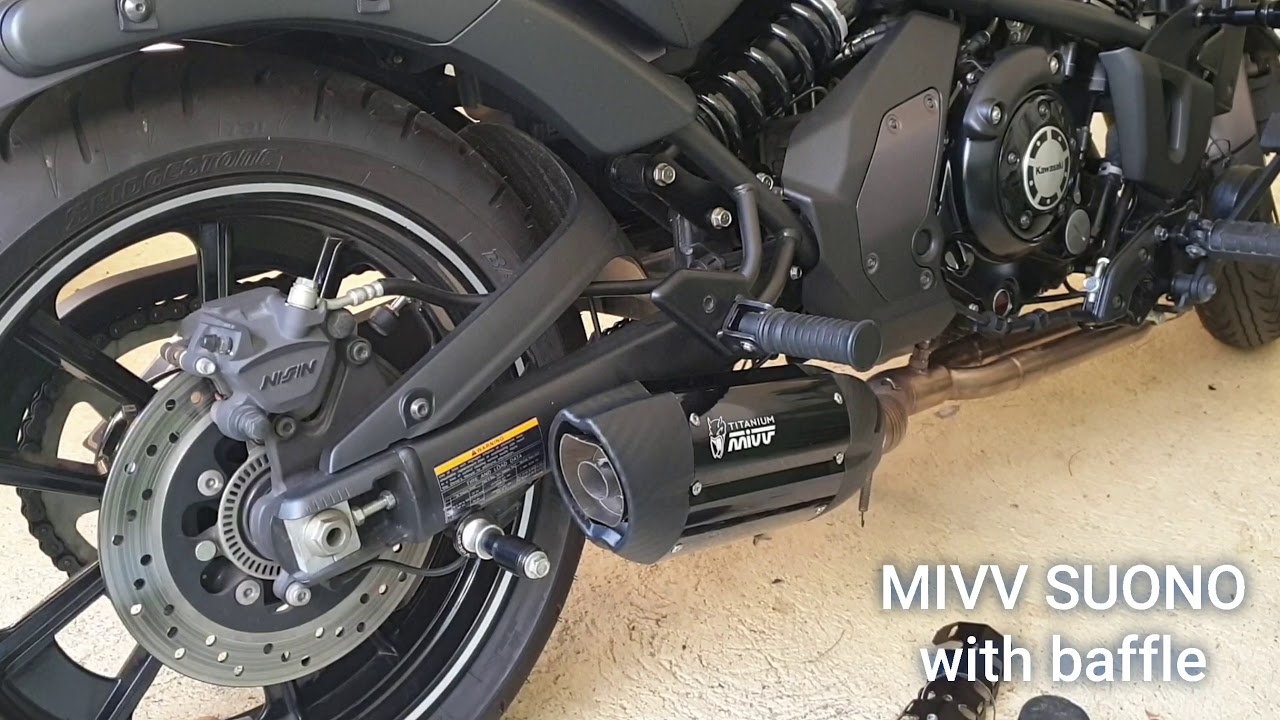 kawasaki Vulcan S 650 Akrapovic vs MIVV Suono with baffle vs no baffle