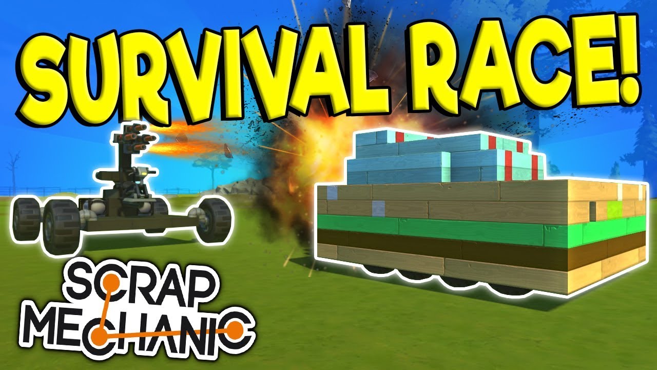 DESTRUCTION SURVIVAL RACE CHALLENGE! - Scrap Mechanic Multiplayer Gameplay - Spud Gun Update