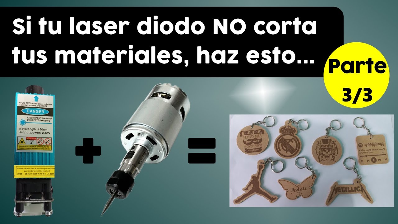 tutorial combinar laser y taladro en una CNC parte 3 | llaveros | CNC3018 | aspire | laserGRBL