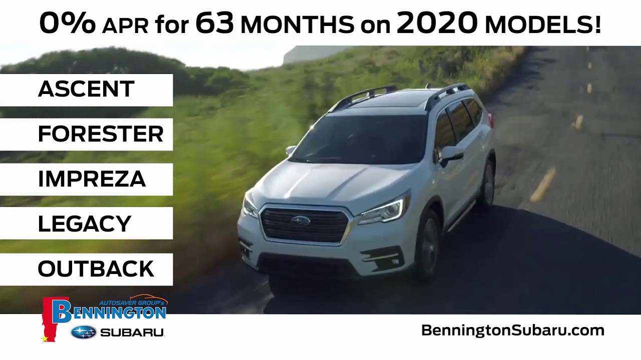 0% APR for 63 months, available now at Bennington Subaru!