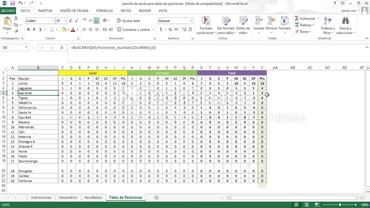 Tutorial de plantillas de Excel para campeonatos o torneos de Futbol y Microfutbol.