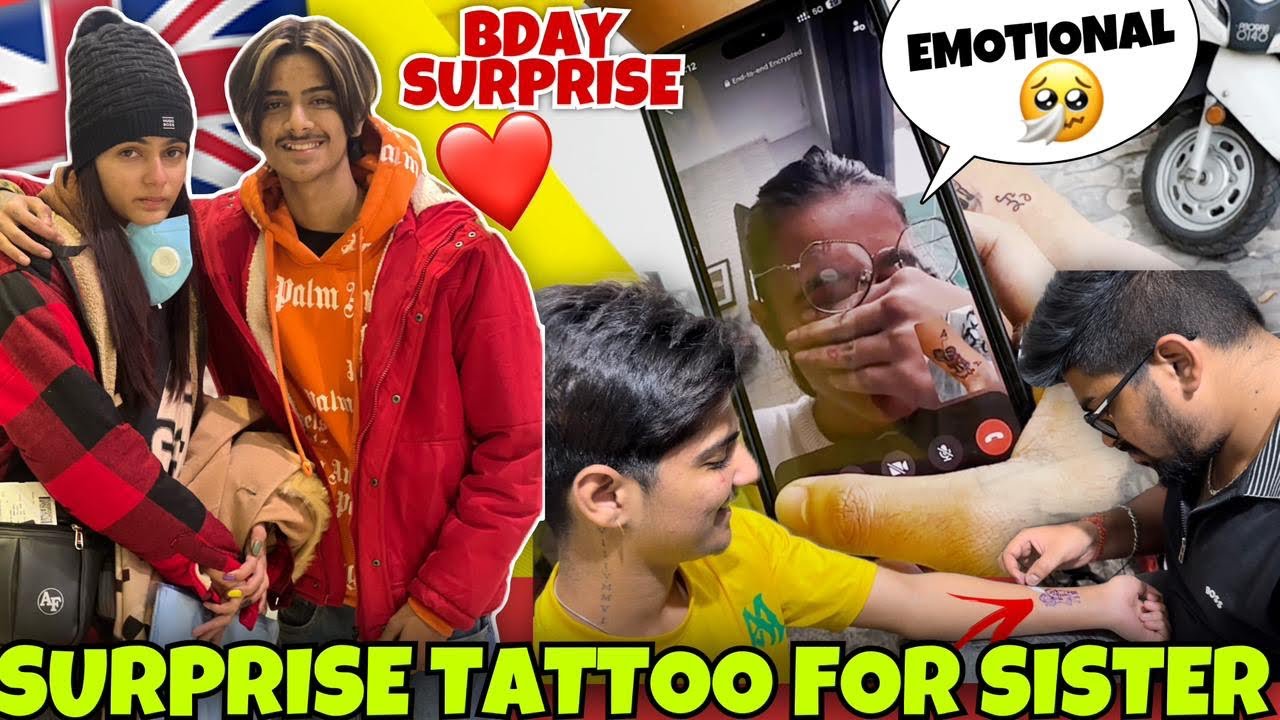 SUKH NU Ki Kita BIRTHDAY GIFT🇬🇧? 🎁 | SUKH NU DITA TATTOO SURPRISE😍 | Hoyi EMOTIONAL😭 | #tattoo