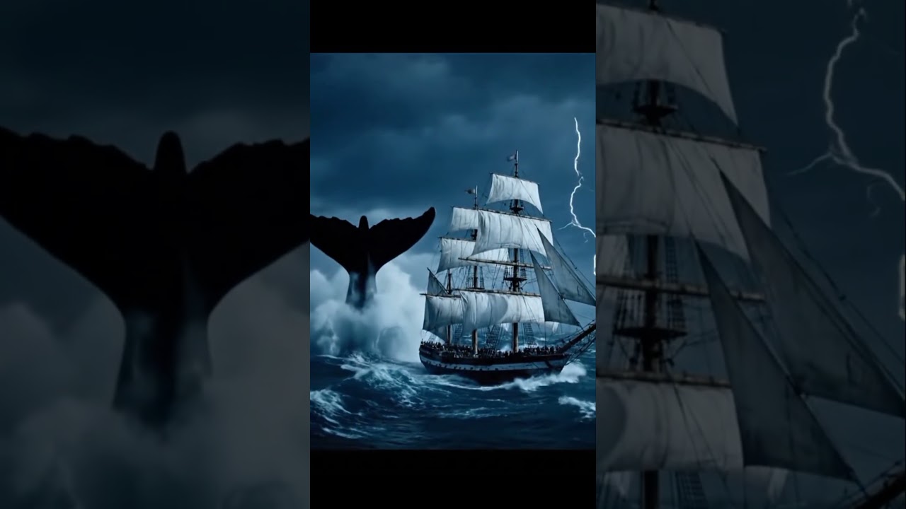 Tallship vs Giant Whale Tail 🌊🐋 Epic Ocean Storm!  #tallship #whale #storm #sailinglife