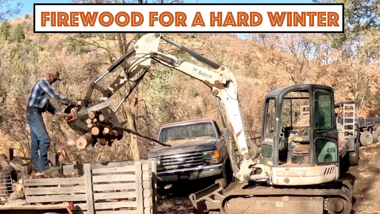 #705 - First Snow Of The Year! Processed Firewood With Excavator! High Fence Gates Done!