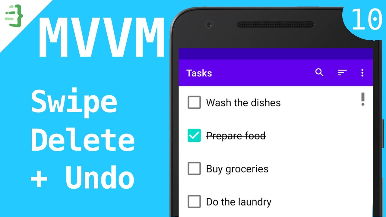 Swipe-to-Delete & Undo - MVVM To-Do List App with Flow and Architecture Components #10