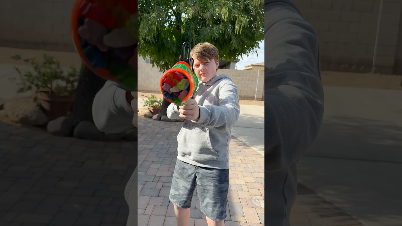 Can you Blast Gummy Bears out of the Nerf Bazooka? #sneakattacksquad #gummybear #nerf