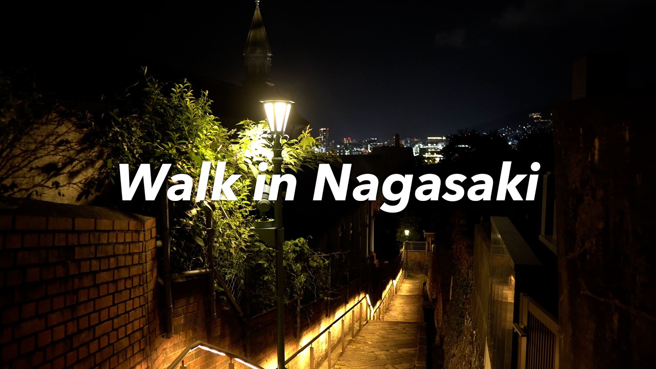 [CC] Night Walk in Nagasaki / From Mt.Nabekanmuri Observatory to Kinen-zaka and Oura Cathedral [4K]