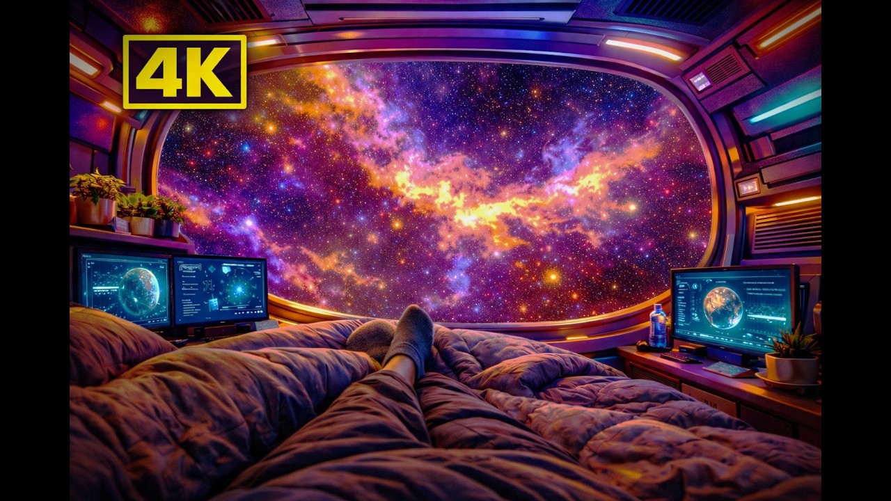 Sleeping in a Spaceship | Deep Space White Noise for Sleep & Focus (4K)