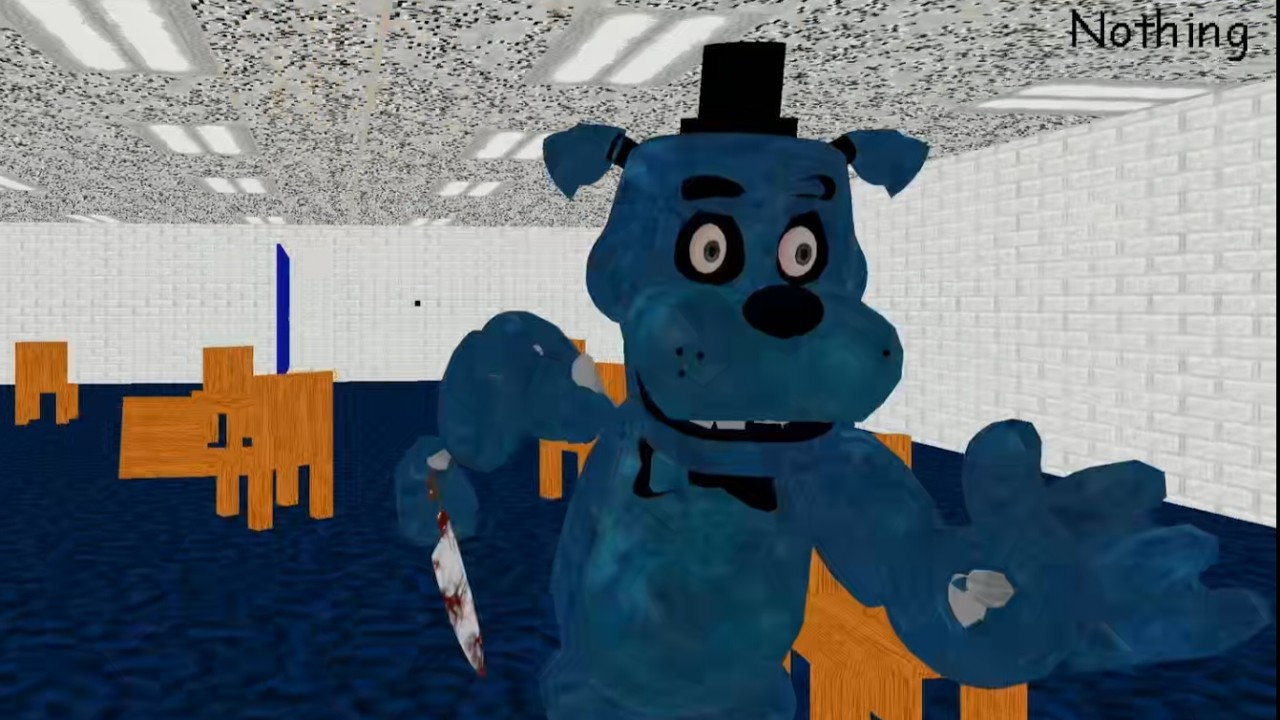 Baldi's basics except freddy fazbear is there