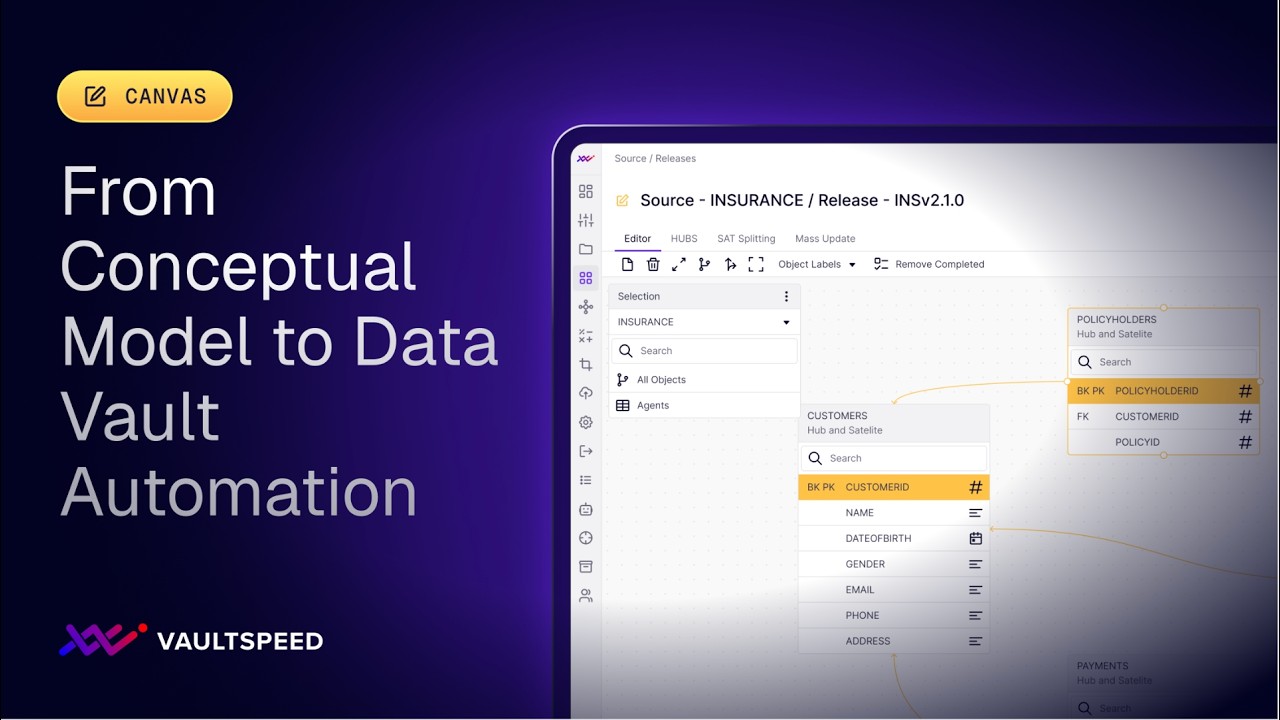 VaultSpeed Canvas – From Conceptual Model to Data Vault Automation