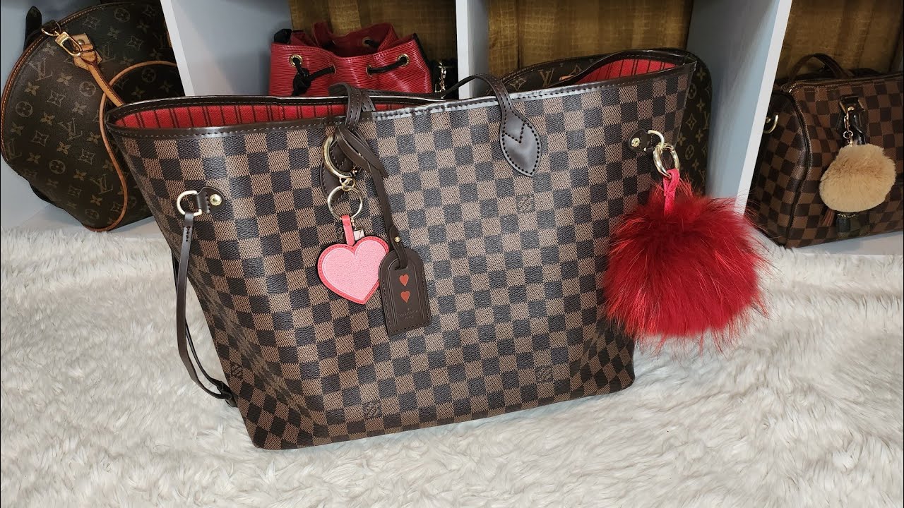 WHAT'S IN MY BAG LAZY SWITCH OUT LOUIS VUITTON NEVERFULL GM❤️❤️🩷🩷 DIFFERENT SLG'S/SVG'S...