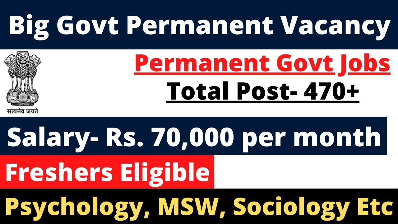 Psychology, Sociology & Social Work Freshers Govt Jobs | 474 Permanent Posts
