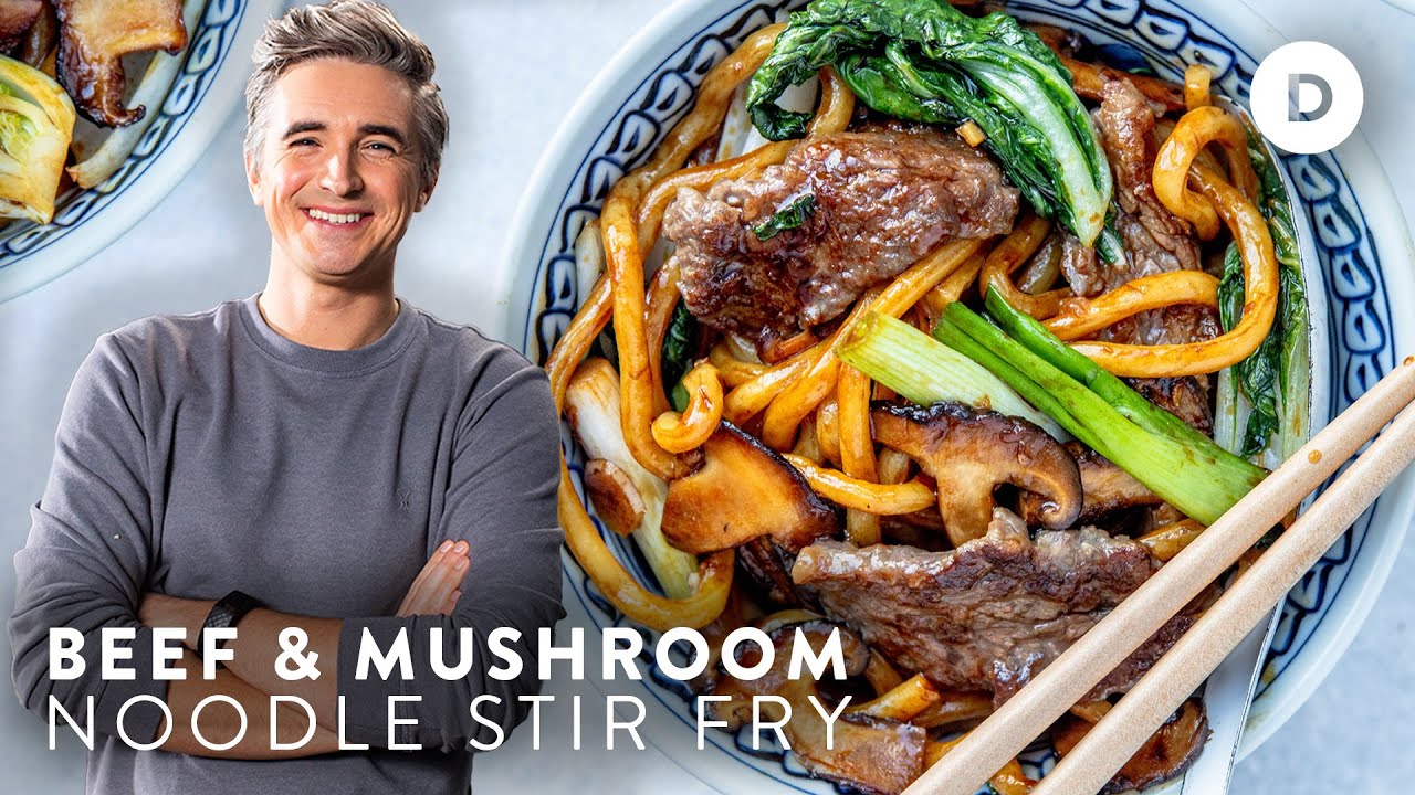 EASY Beef & Mushroom Noodle Stir Fry! 🍜