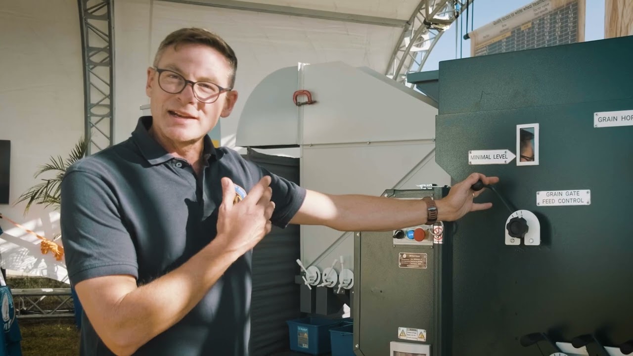 Almaz Agro SA exhibits their grain processing machine at NAMPO 2023