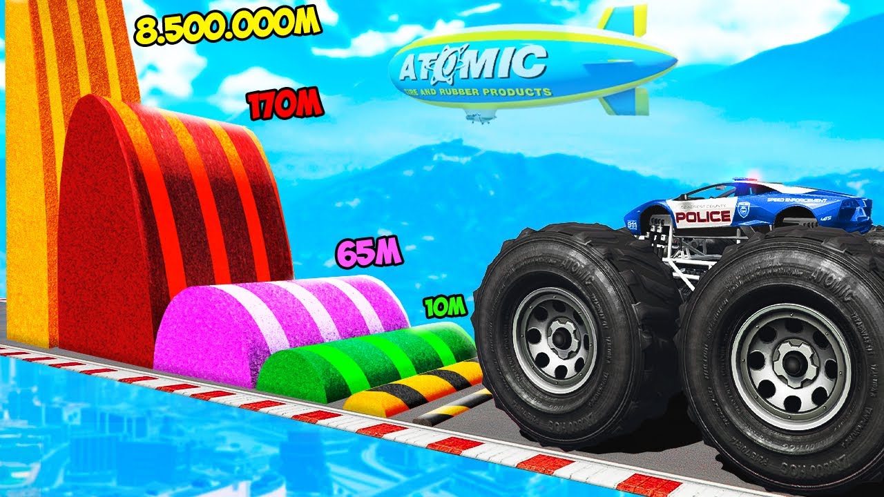 ¿CUÁNTOS OBSTÁCULOS GIGANTES PUEDE SOBREPASAR un MONSTER TRUCK en GTA5 ? - EXPERIMENTOS EN GTA 5