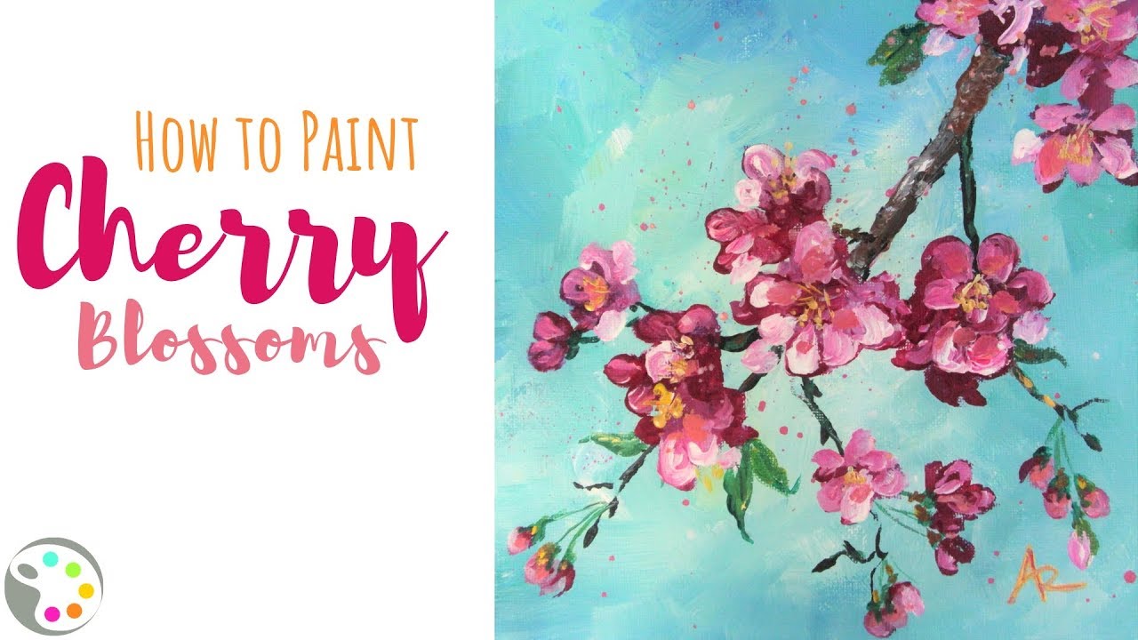 Acrylic Painting Tutorial | How to Paint Cherry Blossoms