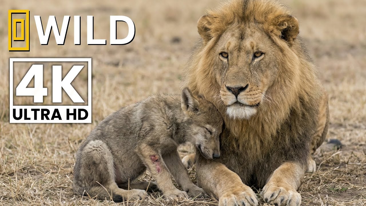 A Lion Adopted An Injured Wolf Baby & Protected It - Wildlife Documentary Style 4K | Wild of Hearts