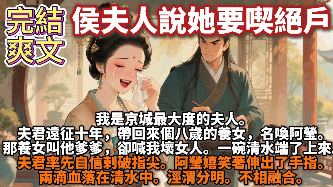 完結爽文：我是京城最大度的夫人。夫君遠征十年，帶回來個八歲的養女，名喚阿瑩。說是陣亡副將的遺孤，令我細心照料。那養女叫他爹爹，卻喊我壞女人。還看上了阿阮的溫泉小院。我一一應下。把親女兒的院落騰給她住