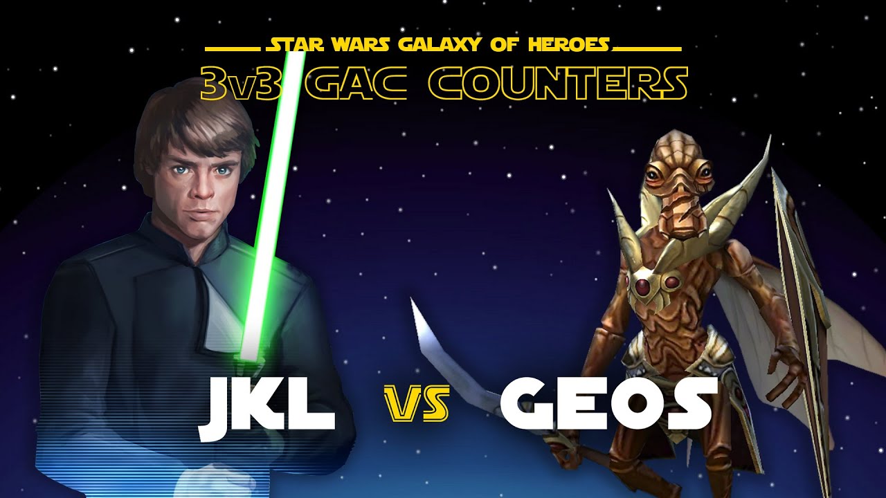 3v3 - Jedi Knight Luke vs Relic Geos | SWGOH GAC JKL vs Geonosian Counter
