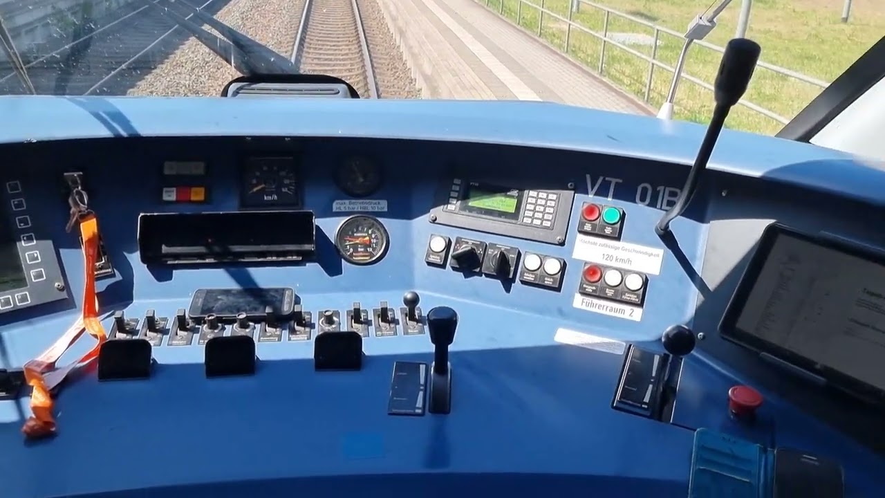 Führerstandmitfahrt Bischofswerda - Dresden Hbf. Cabview z kabiny maszynisty. Wjazd do Drezna.