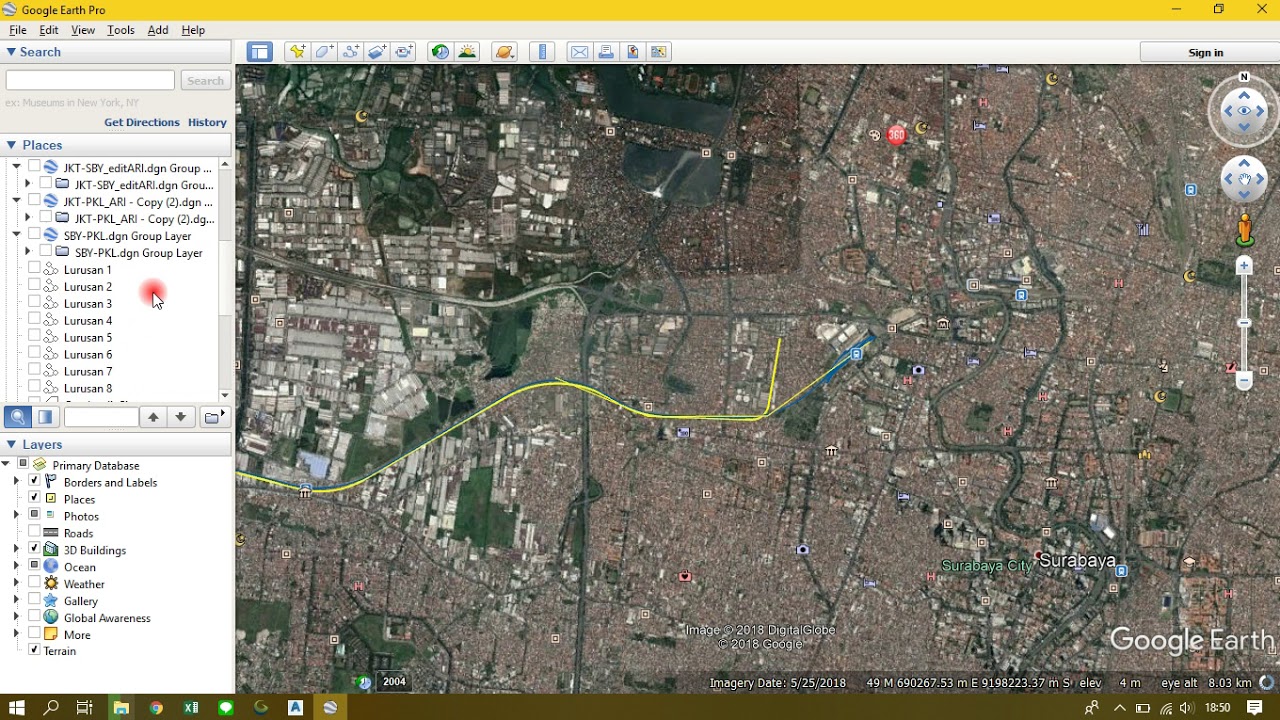 TUTORIAL MEMBUAT TRASE TERGEOREFERENCE GOOGLE EARTH DAN MEMBUAT KONTUR DARI GE