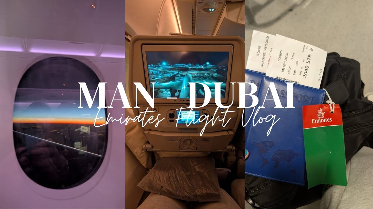 Manchester to Dubai international, Overnight with Emirates Airline + In-Flight Meals! Ep:76