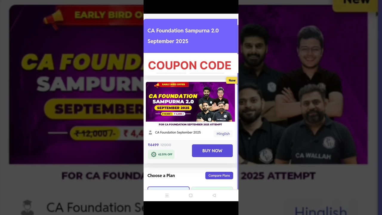 PW CA Foundation Sampurna 2.0 September 2025 batch ✅ coupon code ✅ CA Foundation Sampurna 2.0 2025