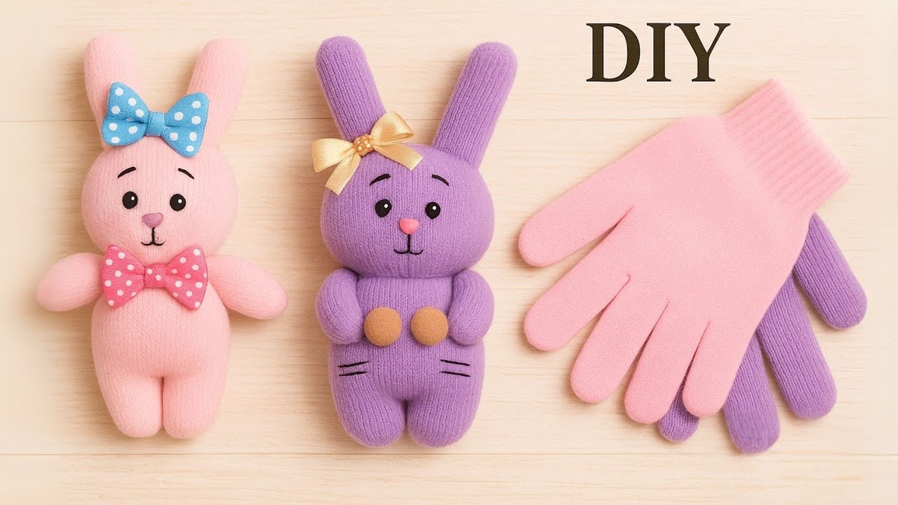 Conejitos hechos con GUANTES🐰