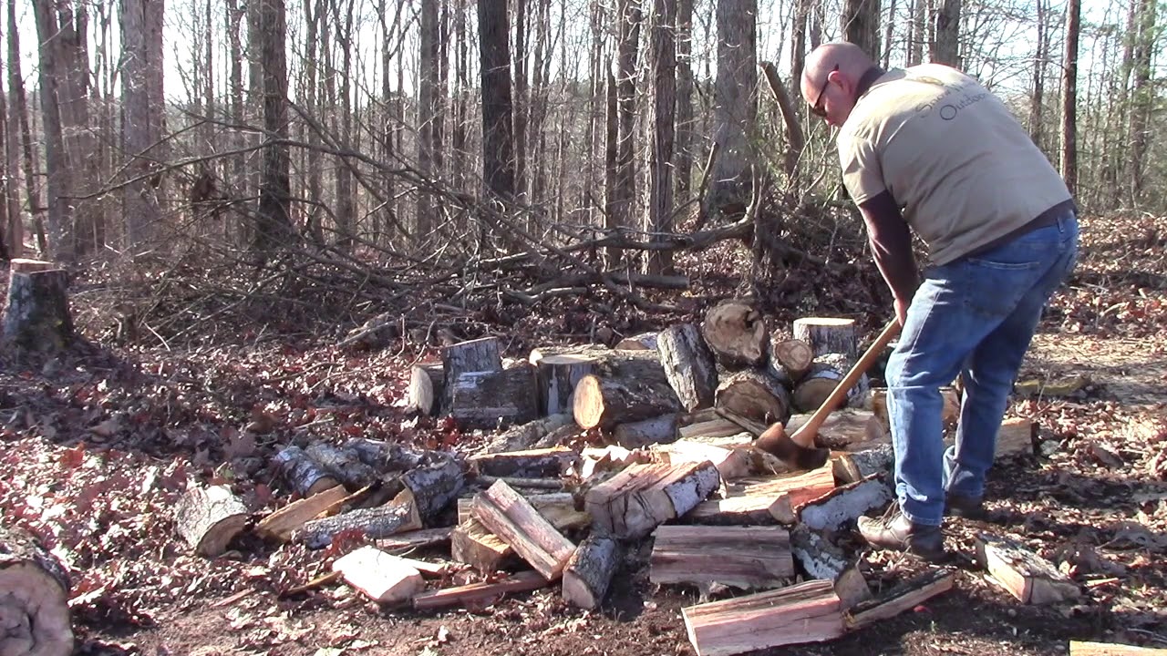 Splitting Wood with a Double Bit Ax