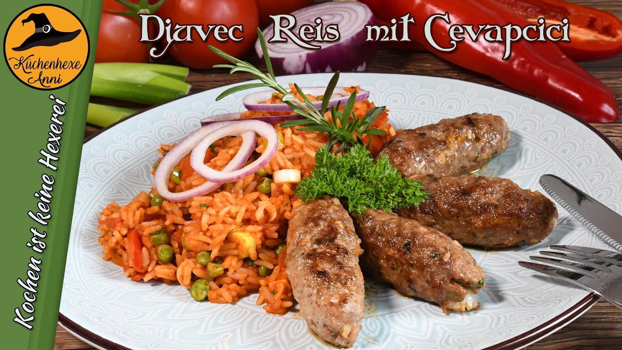 Pikant würziger Djuvec Reis mit Cevapcici