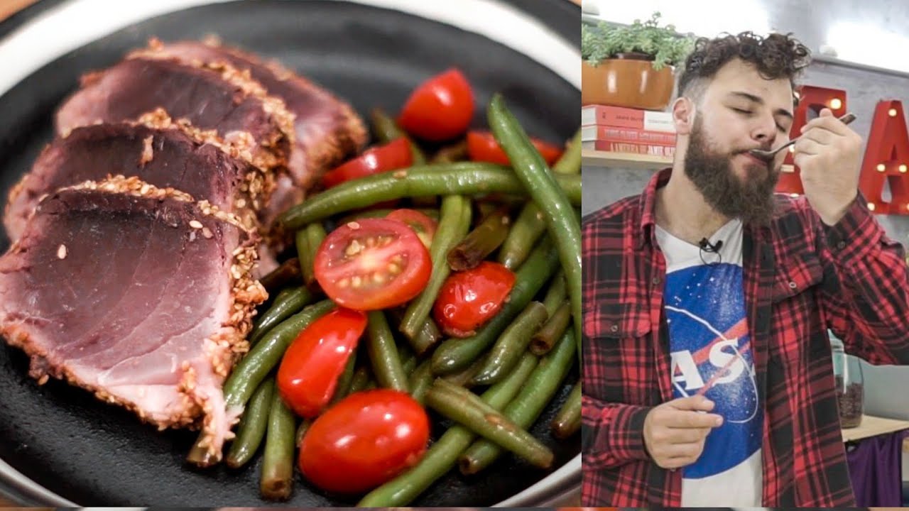 ATUM SELADO UMAMI COM LEGUMES ORIENTAIS - UM PANELA S&Oacute; - RANGO DO RAFA
