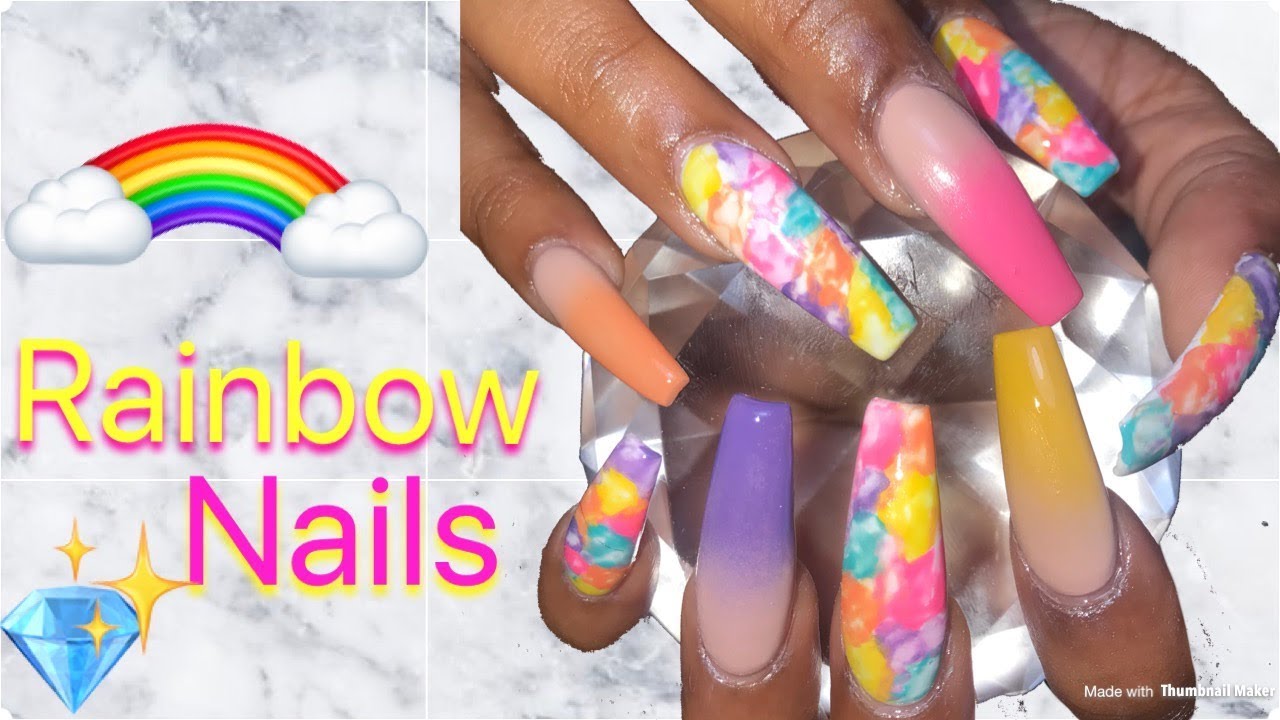 Rainbow Nails | Ombre Marble Nails | Acrylic Nails