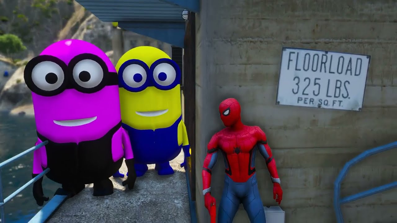 GTA 5 Funny Spiderman vs Blue Minions Epic Ragdoll Episode #3