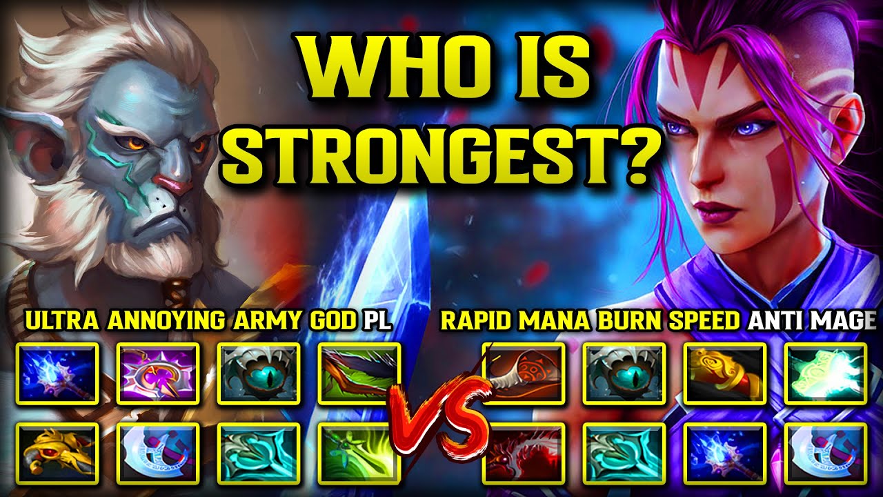 WHO IS STRONGEST? | ULTRA ANNOYING ARMY GOD PHANTOM LANCER VS. RAPID MANA BURN SPEED ANTI MAGE DOTA2