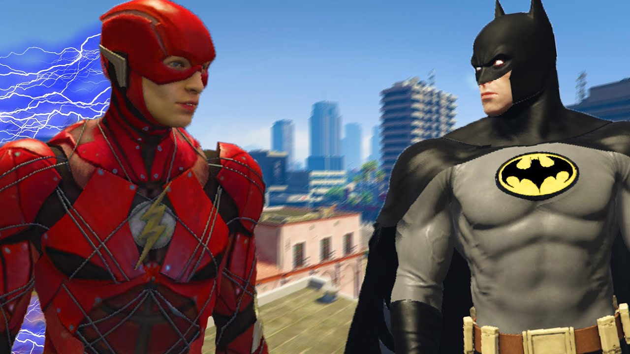BATMAN Fights The FLASH in gta 5! Epic Full Battle