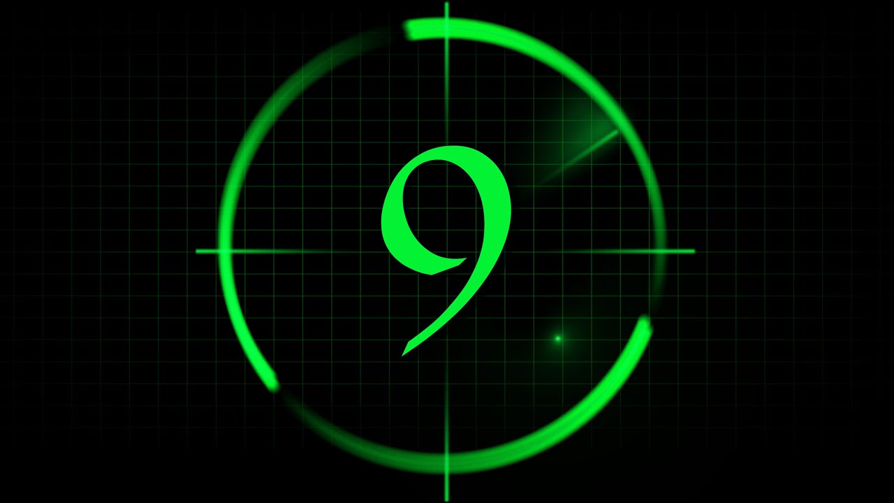 TIMER Countdown 10 sec ( v 419 ) circle 9 to 0 with sound effects HD 4k