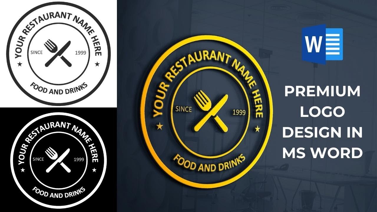 how to make logo in mircosoft word | ms word  logo design tutorial | make restaurant logo