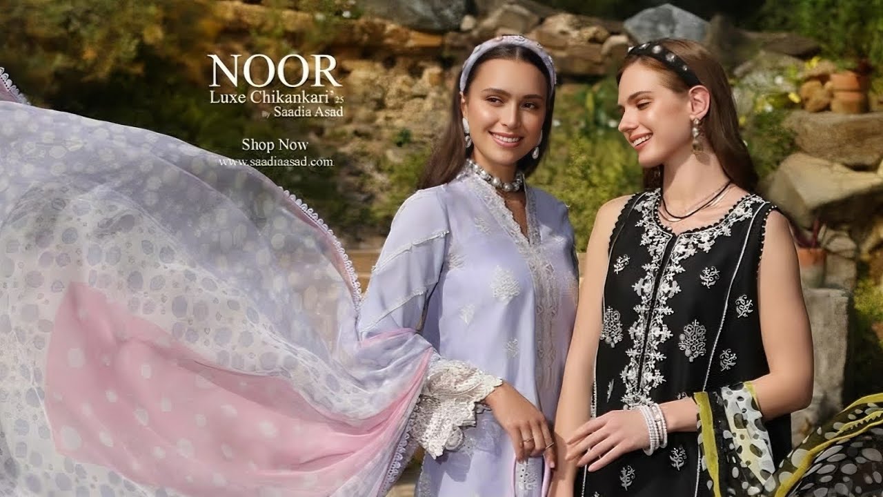 Noor By Saadia Asad Summer Lawn Unstitched Collection 2025 | Noor Luxe Chikankari'25 By Saadia Asad