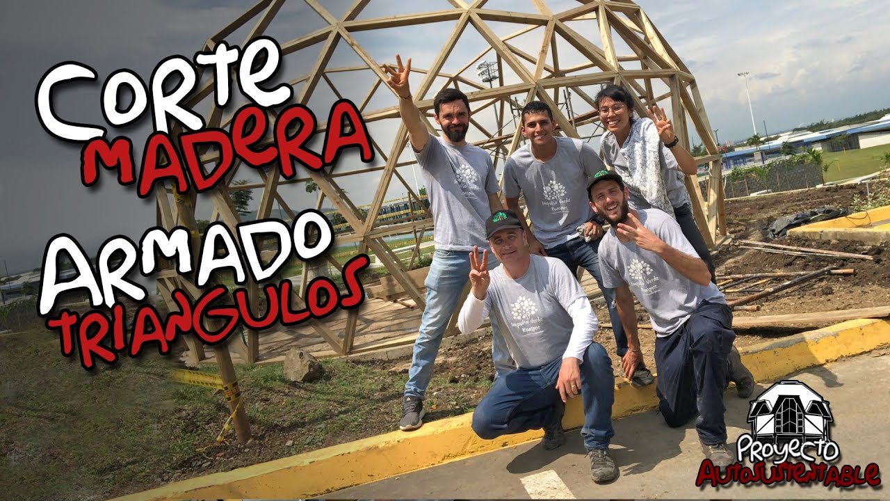Corte madera y armado triángulos -Domo Impulso Verde-