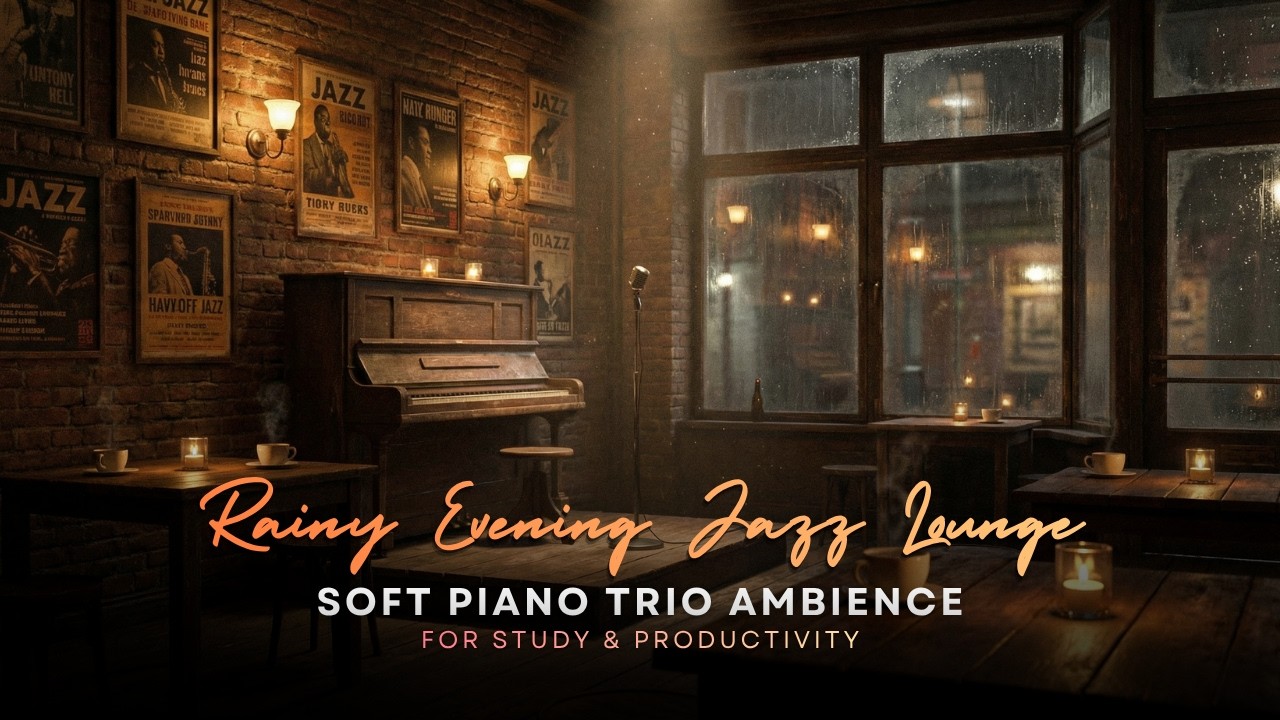 Rainy Evening Jazz Lounge ☕ Soft Piano Trio Ambience for Study & Productivity