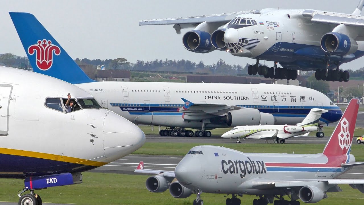 ГЛАВНОЕ: Boeing 747, A380, IL76 и машущих пилотов в аэропорту Прествик 4K