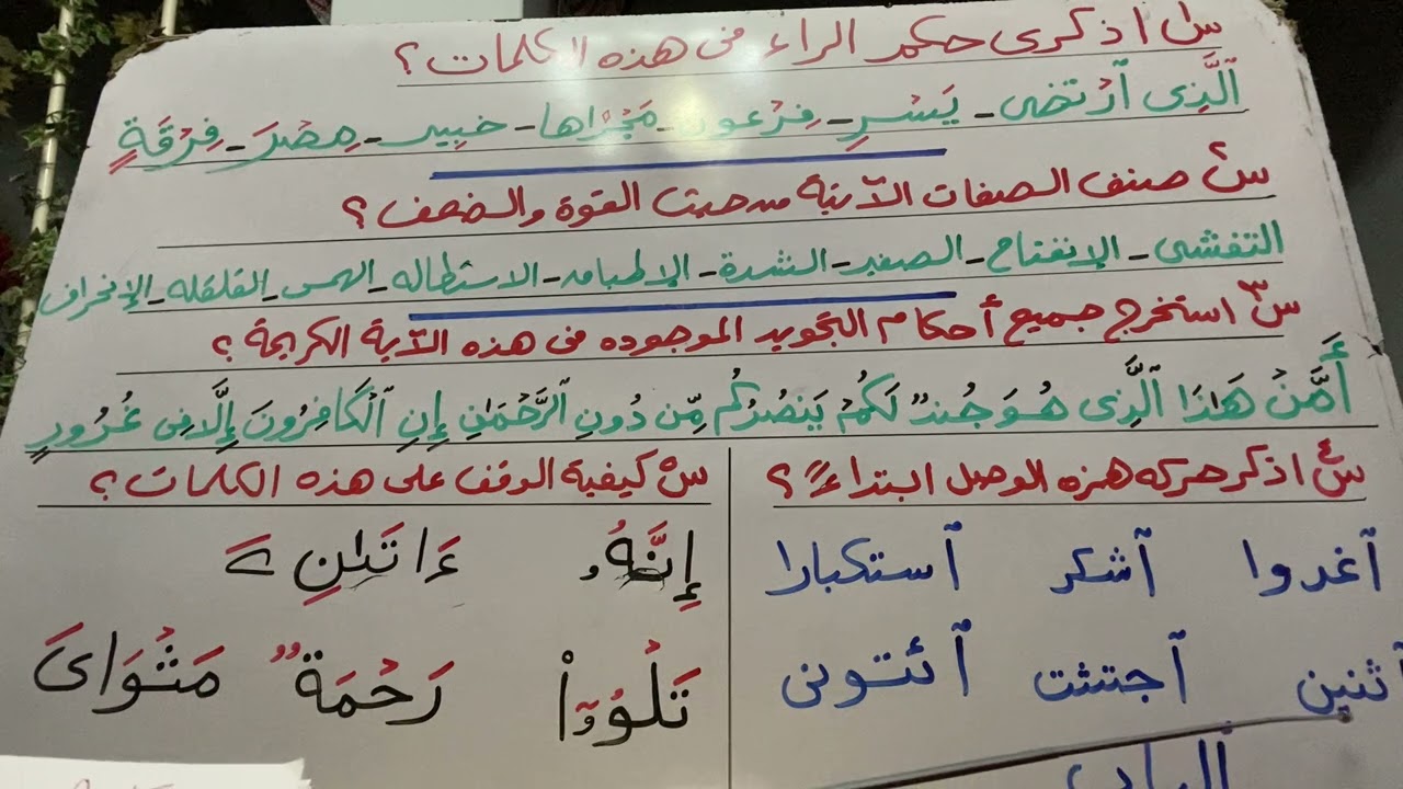 📚📚📖📓📘اجابة امتحان التجويد📚📚📖📓📘